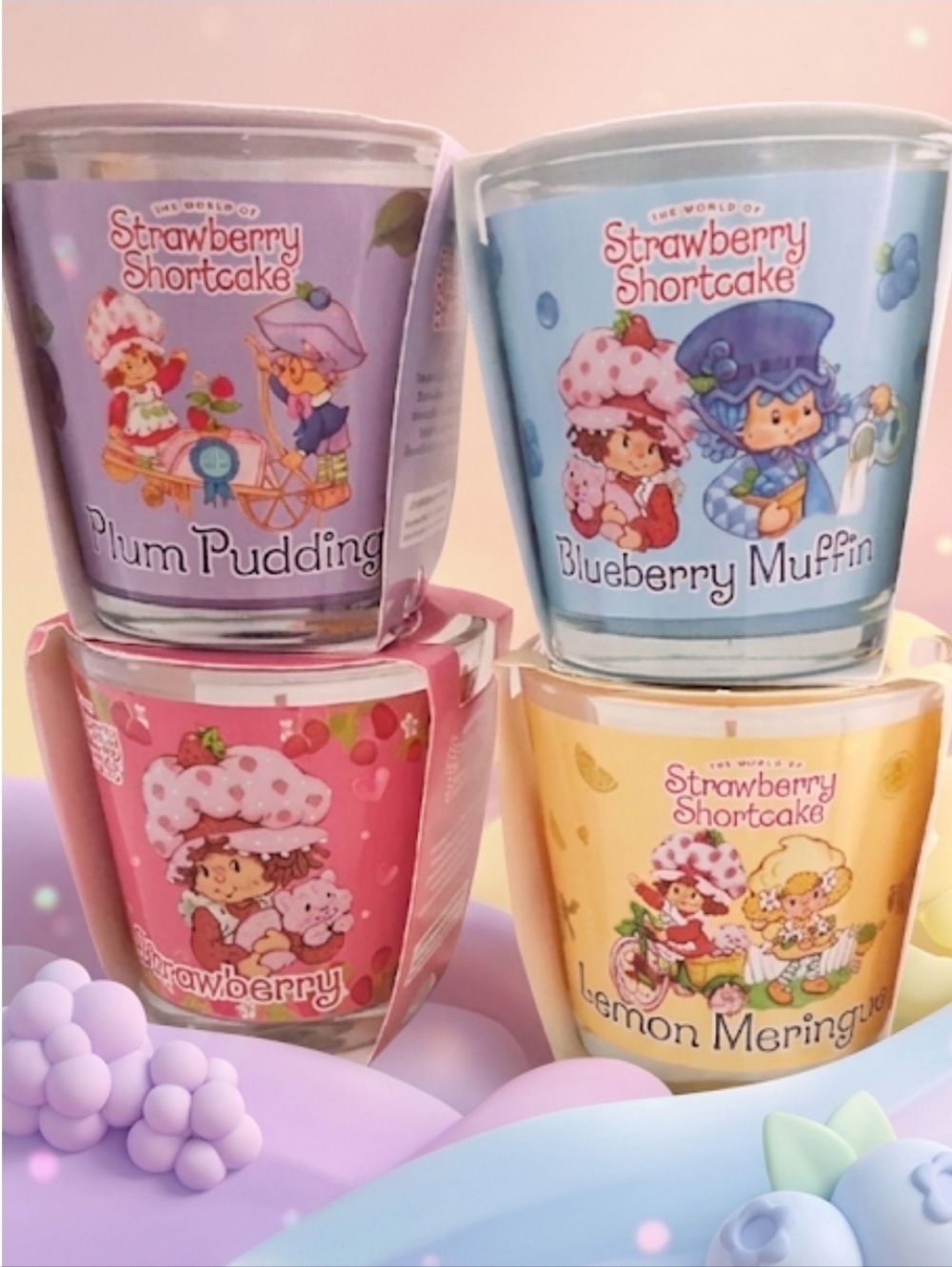 Scented Candles The World Of Strawberry Shortcake, Pack 4 Candles